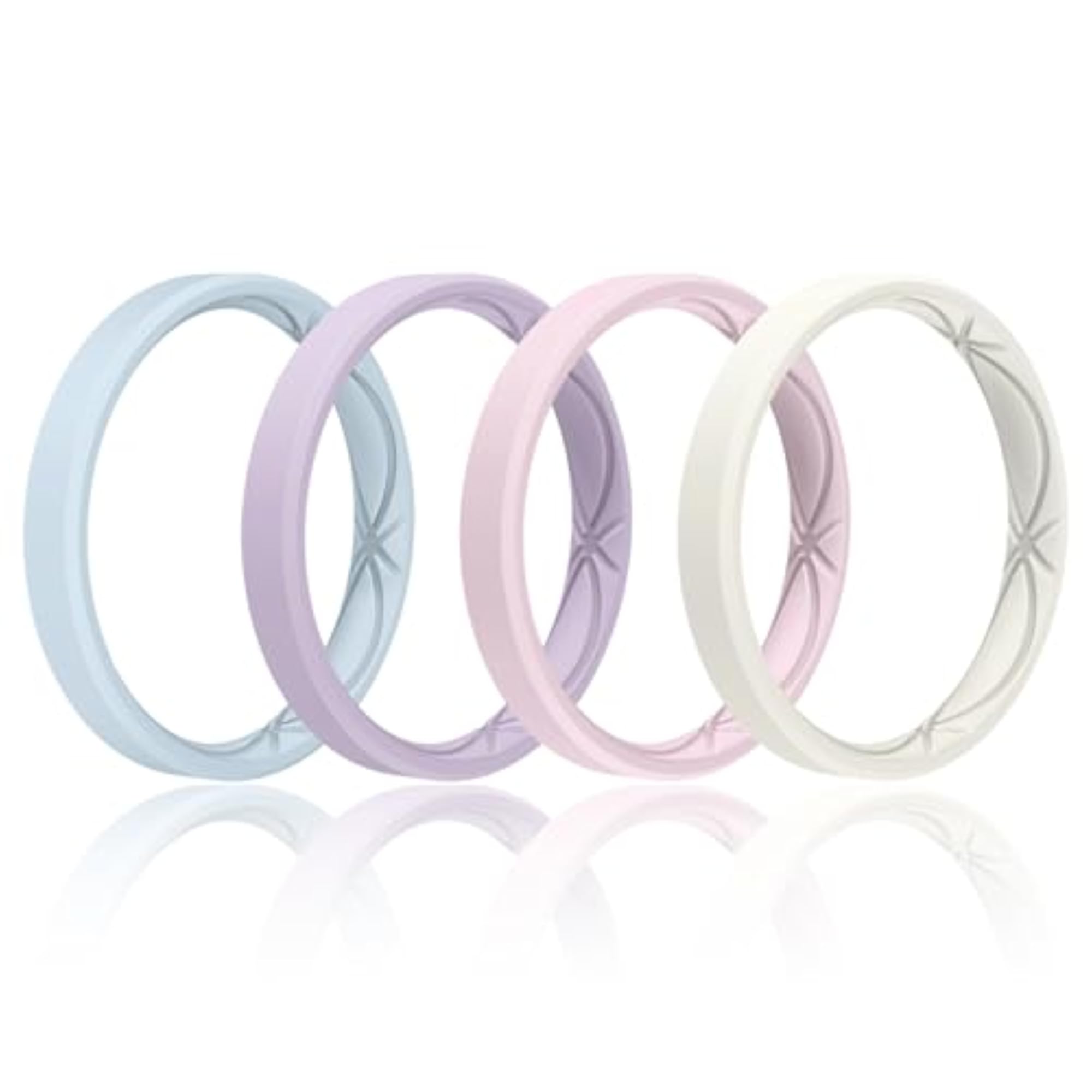 Women's Silicone Stackable Rubber Wedding Bands, Thin